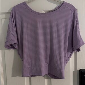 Halara Lavender Fog Striped Short Sleeve Top